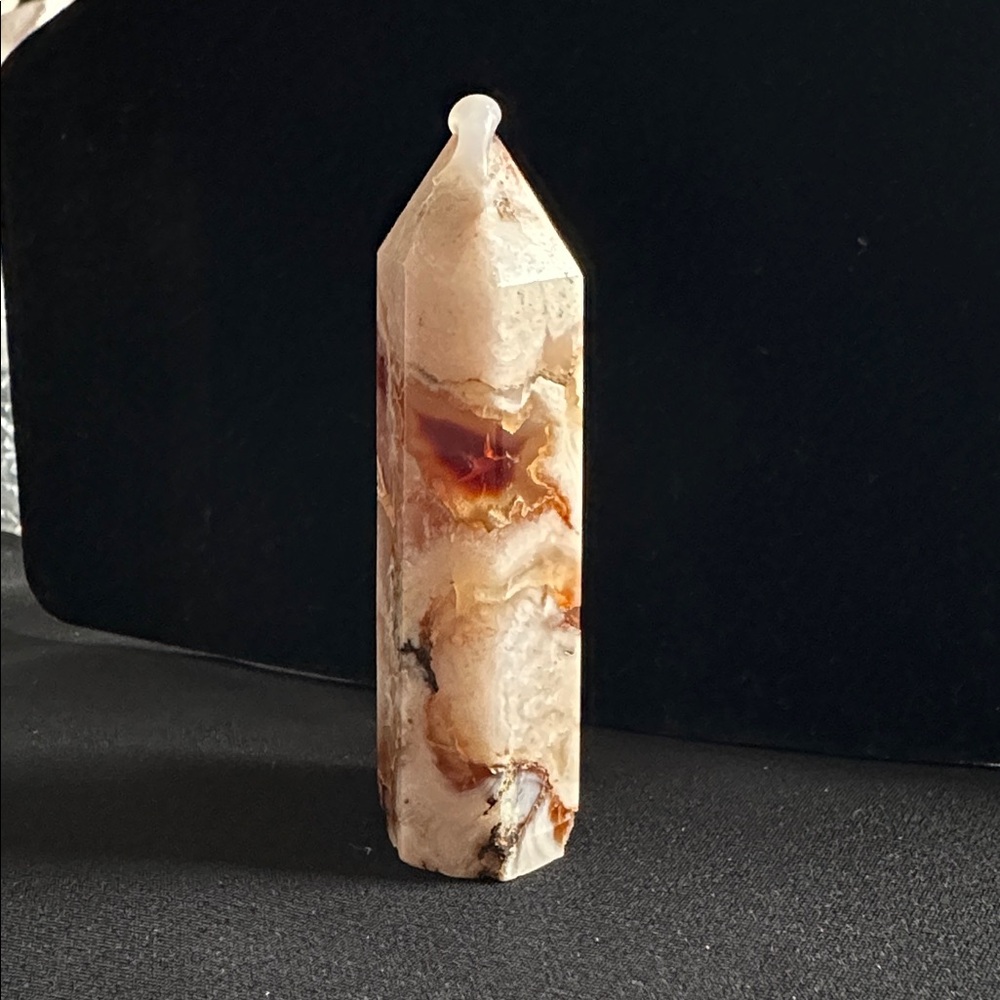 Crazy lace agate NWOT hexagonal tower. Genuine gemstone appx. 2-3/4”x 3/4”